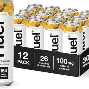 Daily A-Z Vitamins Energy Drink, 12 x 330ml Cans, Pineapple & Mango Sparkling Multivitamin Energy Drink, Fizzy Drinks Made with Real Fruit, Rich in Electrolytes, Low Calorie, Caffeine Boost