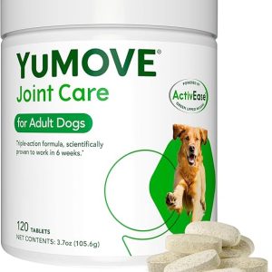 YuMOVE Joint Supplement for Dogs, Essential Dog Hip and Joint Aid for Stiff Adult Dogs with Glucosamine, Chondroitin, Green Lipped Mussel, Aged 6 to 8, 120 Tablets
